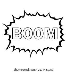 Boom aisló la burbuja del discurso de historietas blancas. Banner de ilustración vectorial de semitono. Afiche de un libro de historietas de época. 