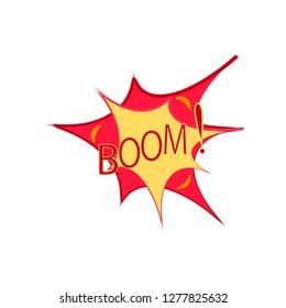 Boom lettering. Comic sound speech effect bubble isolated on white background illustration. Bang inscriptions. Humorous for cloud speech. Vector illustration.