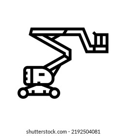 Boom Lift Construction Car Vehicle Line Icon Vector. Boom Lift Construction Car Vehicle Sign. Isolated Contour Symbol Black Illustration