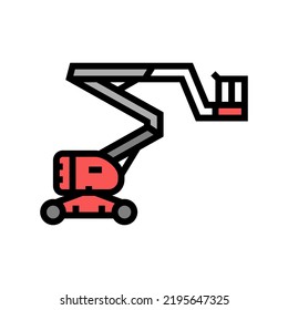 Boom Lift Construction Car Vehicle Color Icon Vector. Boom Lift Construction Car Vehicle Sign. Isolated Symbol Illustration