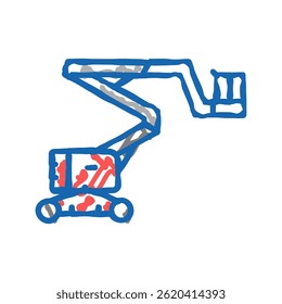 boom lift construção veículo carro ícone doodle esboço vetor. boom lift construção carro sinal de veículo.