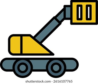 Boom Lift Line Filled Vector Icon Design
