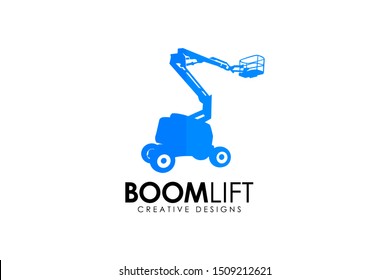 Boom Lift Logo Designs. Boom Lift Equipment Vector Illustration 