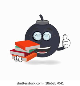 The Boom mascot character becomes a librarian. vector illustration