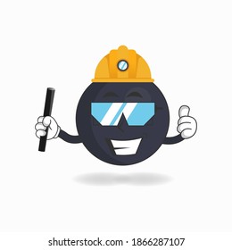 The Boom mascot character becomes a mining officer. vector illustration