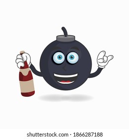 Boom mascot character holding a bottle. vector illustration