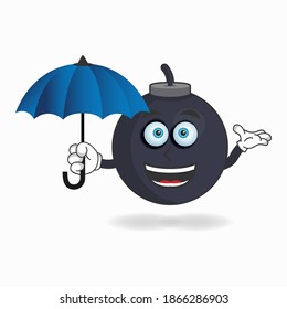 Boom mascot character holding an umbrella. vector illustration