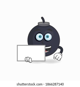 Boom mascot character holding a white blackboard. vector illustration