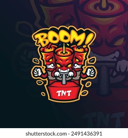 Boom mascot logo design vector with modern illustration concept style for badge, emblem and t shirt printing. Angry bomb illustration.