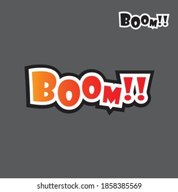 ¡BOOM! estilo de mensaje en el contorno negro Sticker set para banner, web, afiche, caricatura de texto. Ilustración vectorial, estilo plano, imagen clip