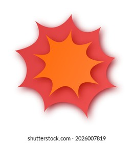 Boom! Paper cut speech bubble. Background with paper cut explosion. Vector illustration