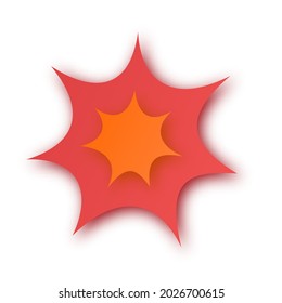 Boom! Paper cut speech bubble. Background with paper cut explosion. Vector illustration