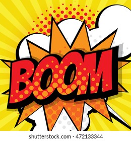 boom pop art, comic book background vector illustration