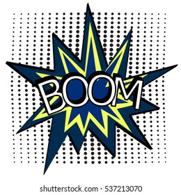 Boom pop art explosion over dotted background. vector illustration