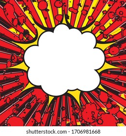Boom Pop Art Explosion Sprechblase. Für Comic und Manga. Textbanner. Vektorillustration helle dynamische Cartoon-Illustration. Vorlage-Poster für Ihr Design