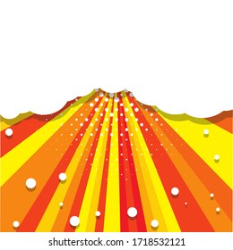 Boom pop art explosion speech bubble in form of a white cloud. Mockup for comic book and manga. Text banner, poster. Vector bright dynamic cartoon illustration. Template for your design
