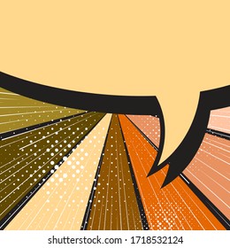 Boom pop art explosion speech bubble. Mockup for comic book and manga. Text banner, poster. Speed lines rays and halftone dots. Vector bright dynamic cartoon illustration. Template for your design