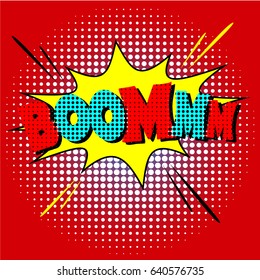 Boom in Red pop art Comic Speech Bubble, Cartoon