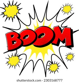 Boom retro comic speech bubble and effect in pop art style illustration