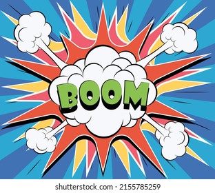 Boom, speech bubble, Banner, poster and sticker concept,