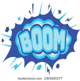 Boom, burbuja del habla. Pancarta, burbuja de habla, concepto de afiches y pegatinas, estilo geométrico de memphis