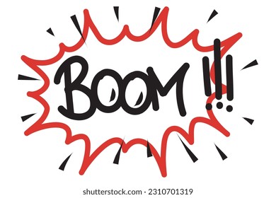 Boom Speech Bubble. Banner, speech bubble, poster and sticker concept, comic funny style with text Boom. Explosion design, speech bubble, Boom message for banner, poster, web. Illustration

