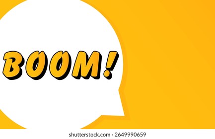 Boom speech bubble. Bold outline, comic style shape, vibrant background, dialog element, visual communication, announcement layout, message highlight, template for interaction.