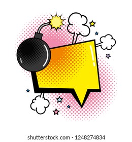 boom with speech bubble pop art style