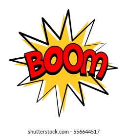 Boom speech bubble in retro style. Vector illustration isolated on white background