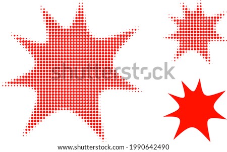 Boom splash halftone dotted icon. Halftone pattern contains circle pixels. Vector illustration of boom splash icon on a white background.