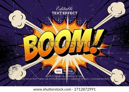 Boom Text Effect Comic Pop Vintage Style. Editable Text Effect.