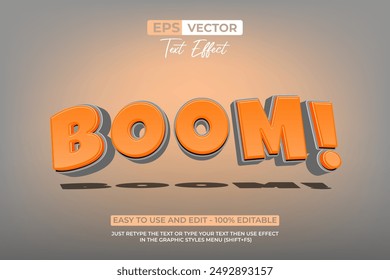 Boom Text Effect Curved Style. Editable Text Effect.