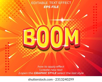 boom text effect, font editable, typography, 3d text. vector template