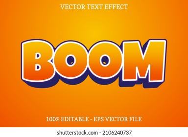 Boom Text Effect With Orange Color. Design For Templates.