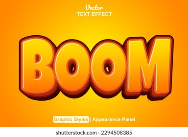 boom text effect with orange graphic style and editable.