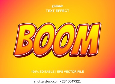 boom text effect with orange graphic style and editable.
