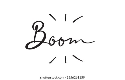 boom text font letteing hand written script calligraphy beautiful pretty design exploding decoration message art card success icon symbol retro element boom cartoon poster burst bomb bang comic label