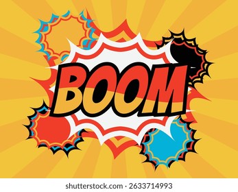 Design de Ilustração de Texto de Boom com Estilo de Quadrinhos
