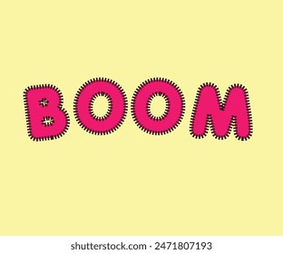 BOOM text, speech bubble in cartoon style, modern text for banner, greeting card, flyers, posters, social media, Sticker, Vector Illustration