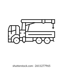 boom truck construction vehicle line icon vector. boom truck construction vehicle sign. isolated contour symbol black illustration