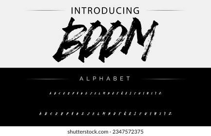 Boom vector brush style font, alphabet, typeface