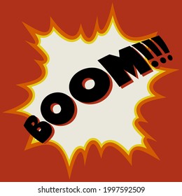 Boom. Vector orange bang comix word. Boom!!! cartoon.