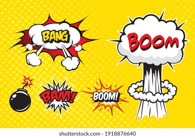 Boom. Vector Retro Comic Speech Bubble, Cartoon Comics Template Stock Illustration