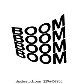 Boom wave word in black over white. Isolated on white background. Vector illustration