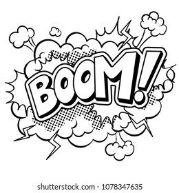 Boom word coloring vector illustration. Comic book style imitation.