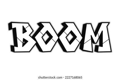 Boom word trippy psychedelic graffiti style letters.Vector hand drawn doodle cartoon logo boom illustration. Funny cool trippy letters, fashion, graffiti style print for t-shirt, poster concept