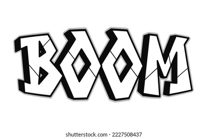 Boom word trippy psychedelic graffiti style letters.Vector hand drawn doodle cartoon logo boom illustration. Funny cool trippy letters, fashion, graffiti style print for t-shirt, poster concept