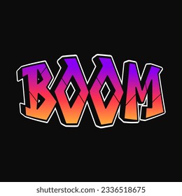 Boom word trippy psychedelic graffiti style letters.Vector hand drawn doodle cartoon logo boom illustration. Funny cool trippy letters fashion graffiti style print for t-shirt poster 