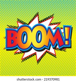BOOM! wording, comic wording sound effect set design for comic background, comic strip