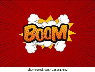 BOOM wording sound effect set design for comic background, speed line